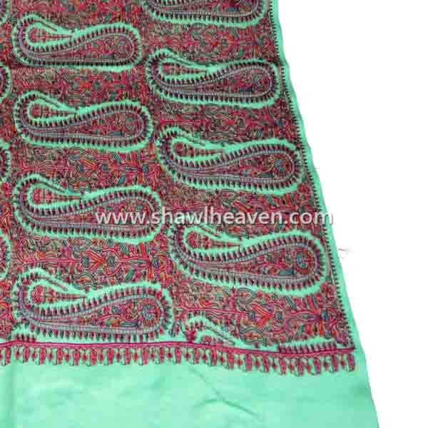 Very fine crewel embroidery stole in kashmiri design